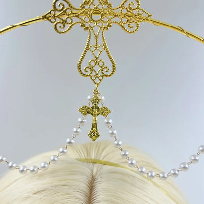 ハロークラウン ゴールデンクロスパール Golden Cross Pearl Halo Crown Tiara