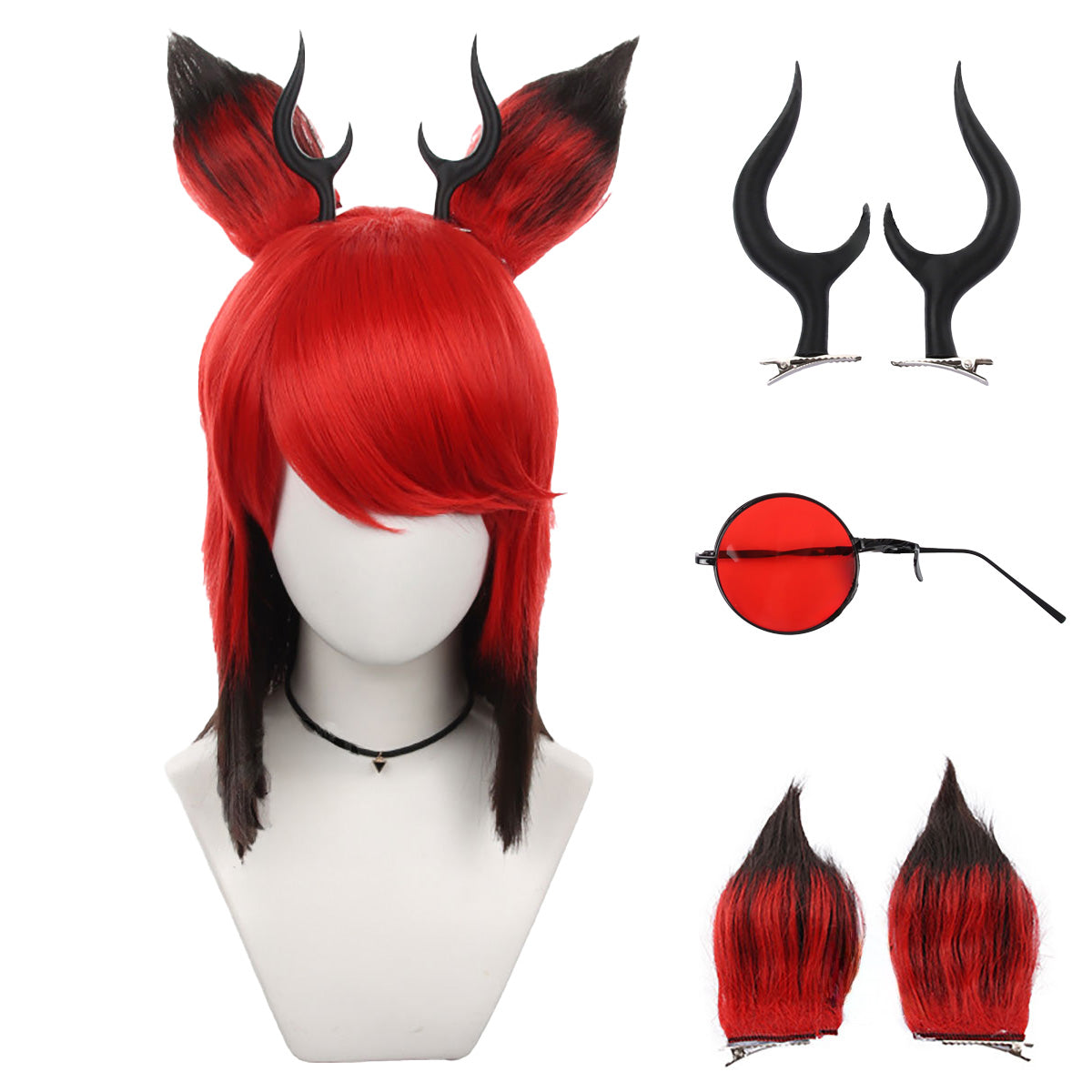 ハズビン・ホテル  アラスター ウィッグ Hazbin Hotel Alastor Cosplay Wig