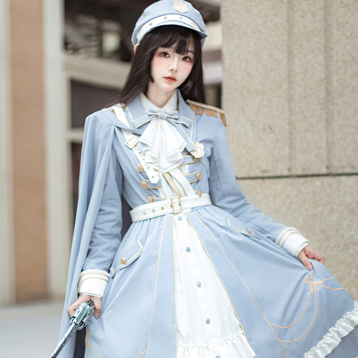 ファンタジーブルーミリタリーロリータスカート Fantasy Blue Military Lolita Skirt Costume