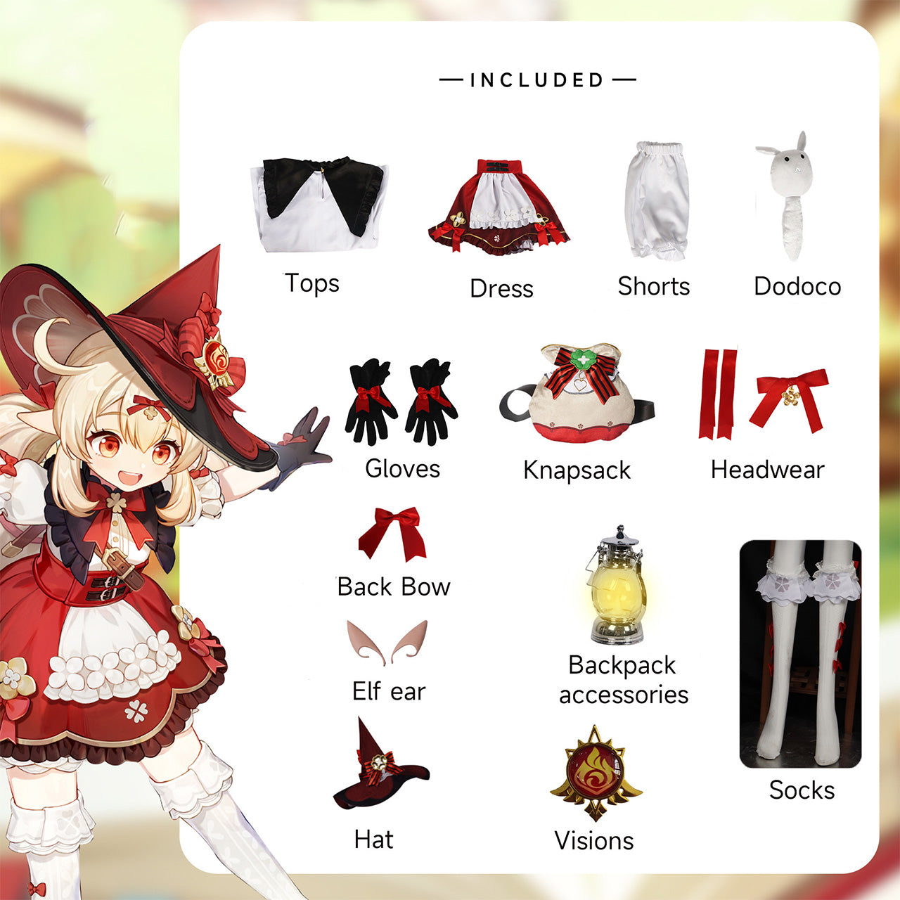 原神 クレー 衣装セット Genshin Impact Klee Costume