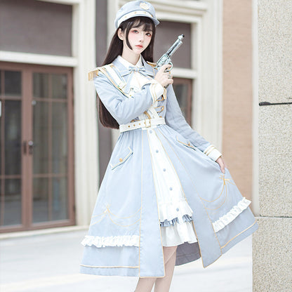 ファンタジーブルーミリタリーロリータスカート Fantasy Blue Military Lolita Skirt Costume