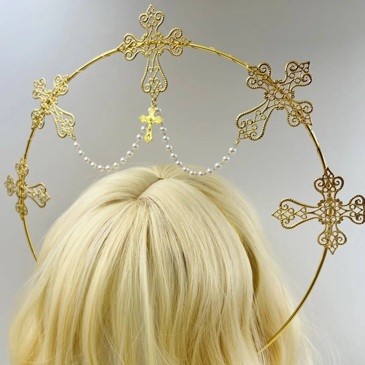 ハロークラウン ゴールデンクロスパール Golden Cross Pearl Halo Crown Tiara