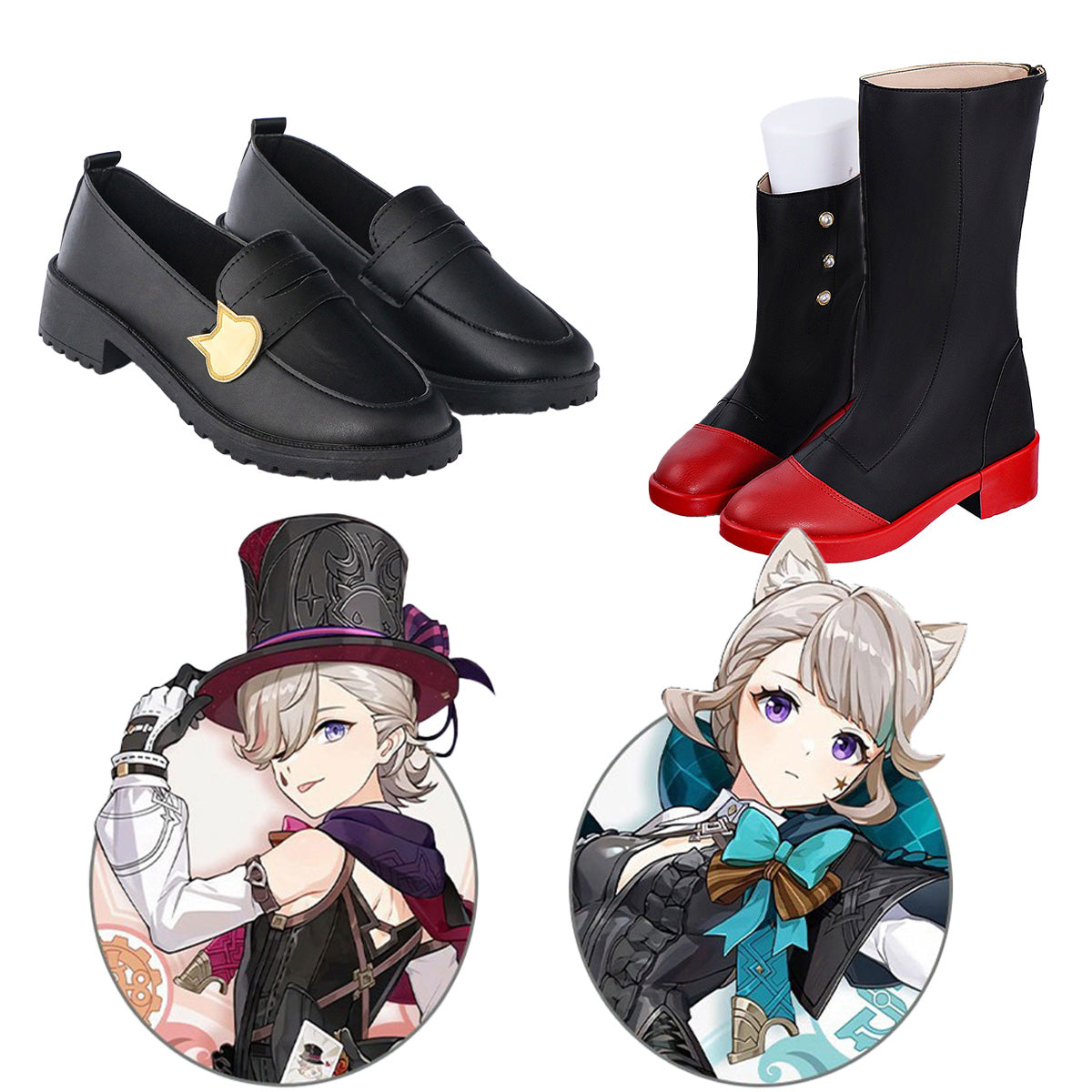 原神 リネ リネット 靴 KFCコラボ  Genshin Impact Lyney Lynette Cosplay Shoes Boots