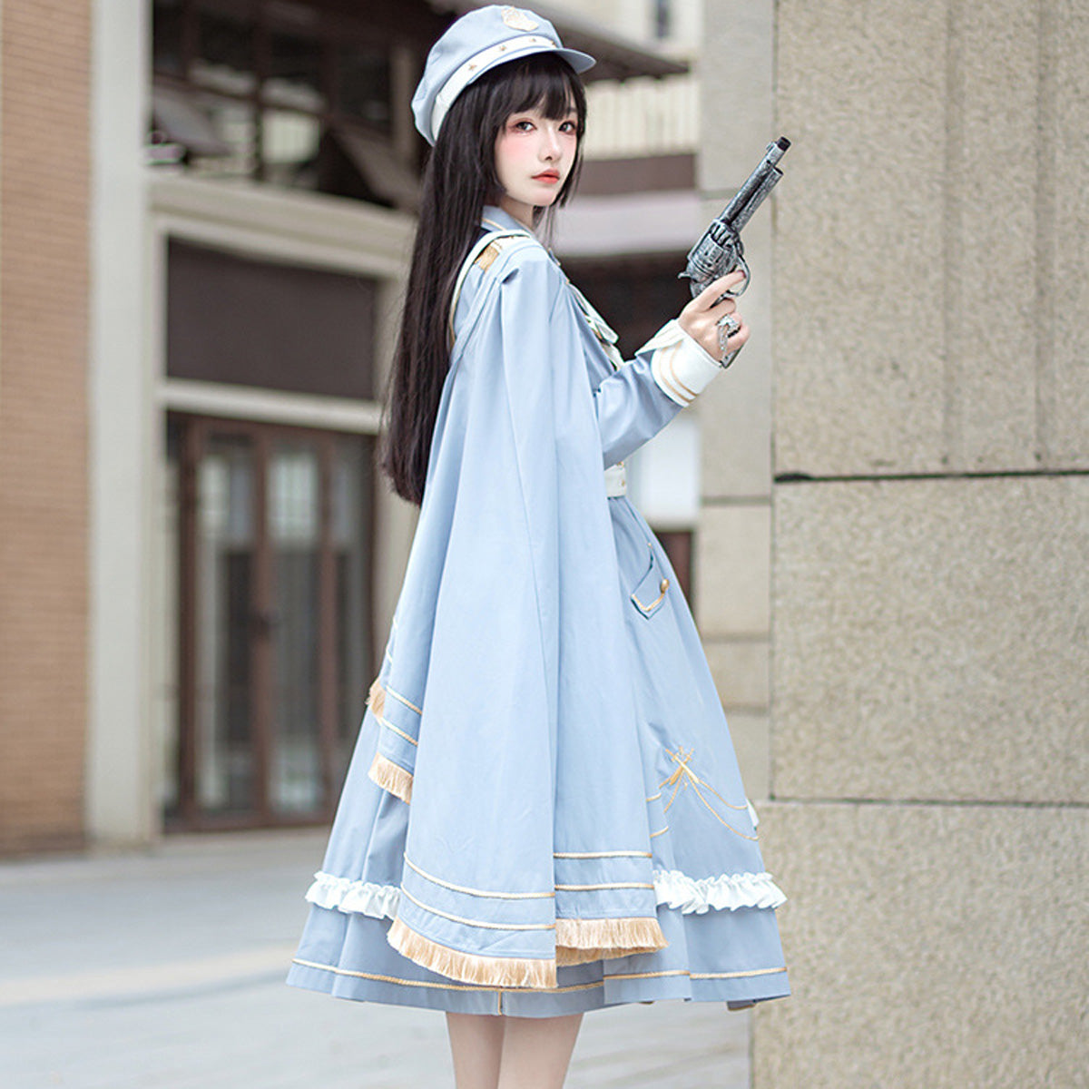 ファンタジーブルーミリタリーロリータスカート Fantasy Blue Military Lolita Skirt Costume