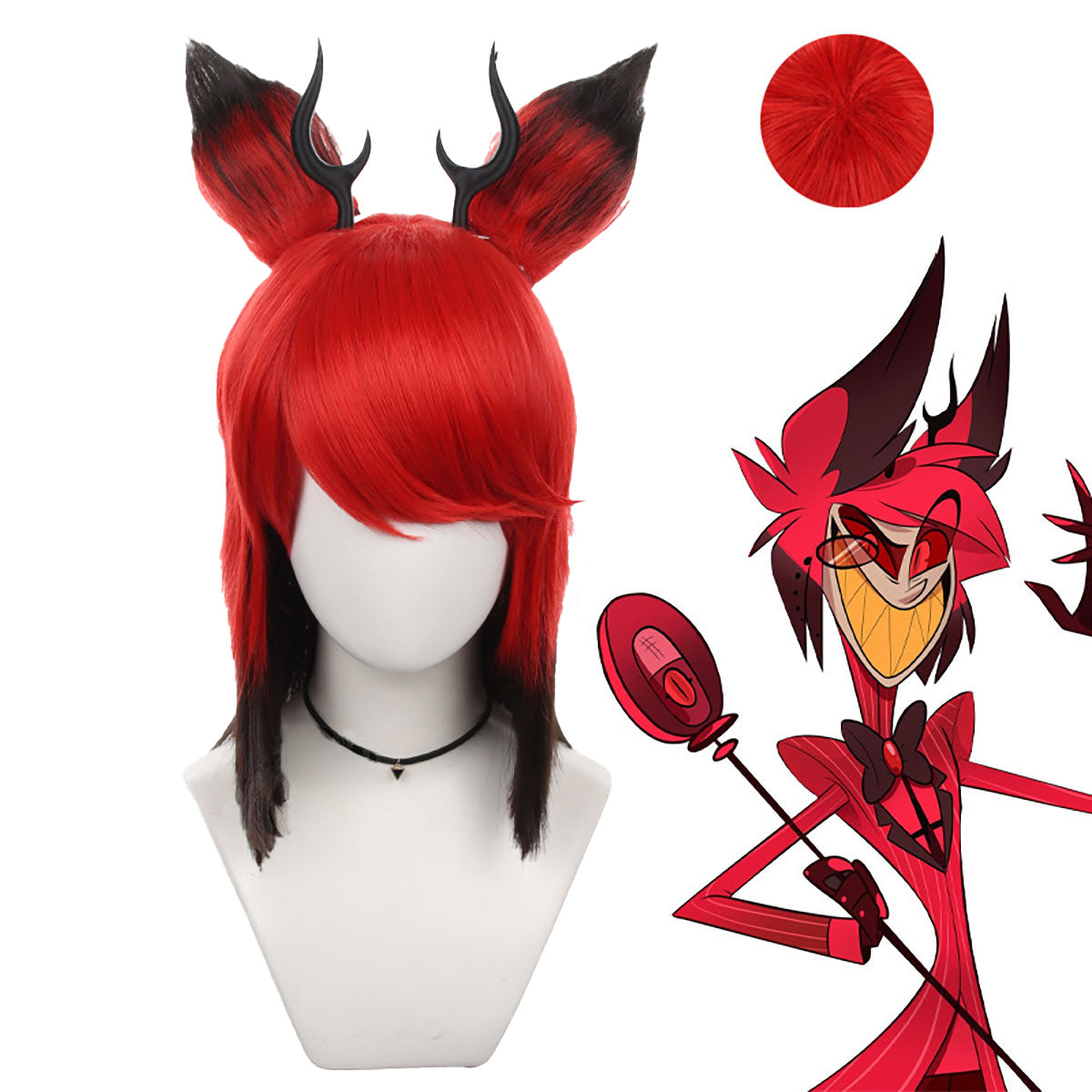 ハズビン・ホテル  アラスター ウィッグ Hazbin Hotel Alastor Cosplay Wig