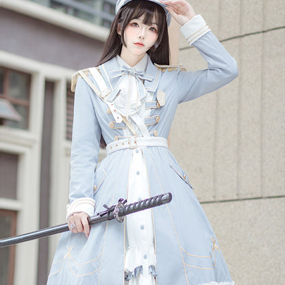 ファンタジーブルーミリタリーロリータスカート Fantasy Blue Military Lolita Skirt Costume