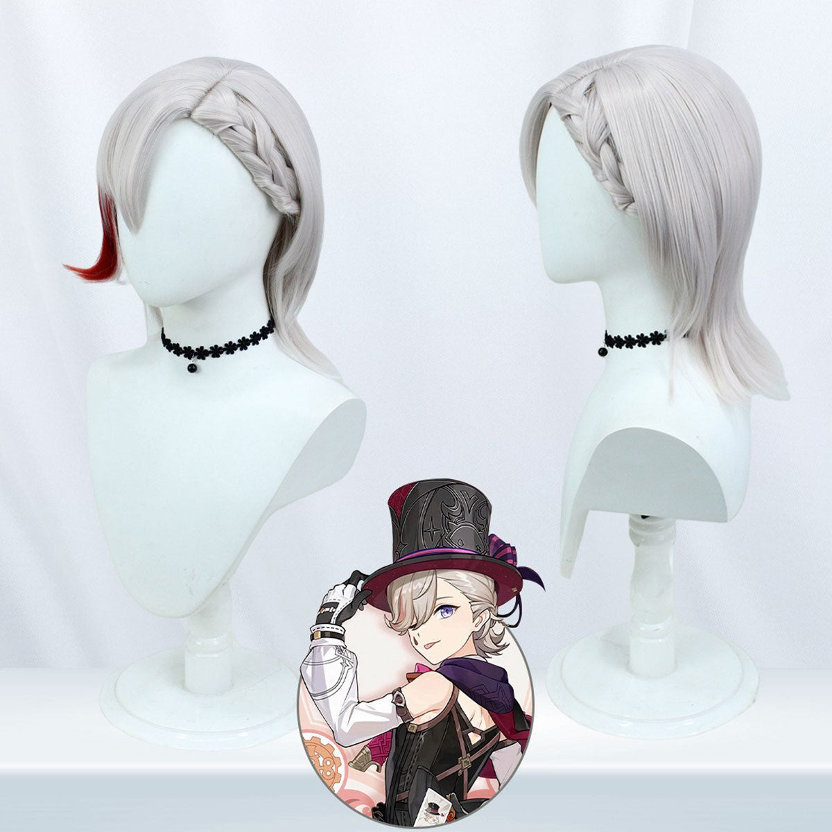 原神 リネ リネット KFC コラボ ウィッグ Genshin Impact Lyney Lynette Cosplay Wig